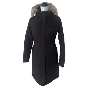 The North Face Hyvent Down Arctic Parka Coat Long Faux Fur Hood Women XS Black